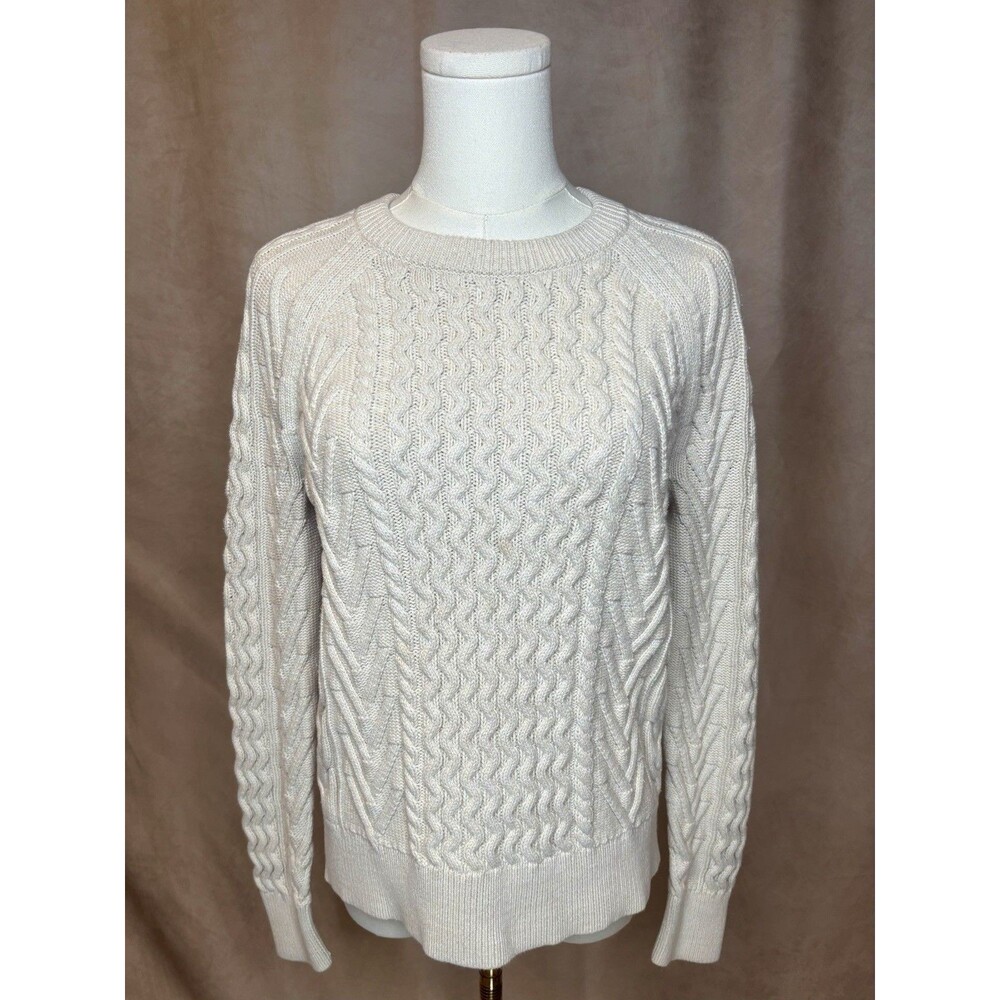 Gap Cable Knit Cotton Sweater Medium Cream Ivory Crewneck Classic